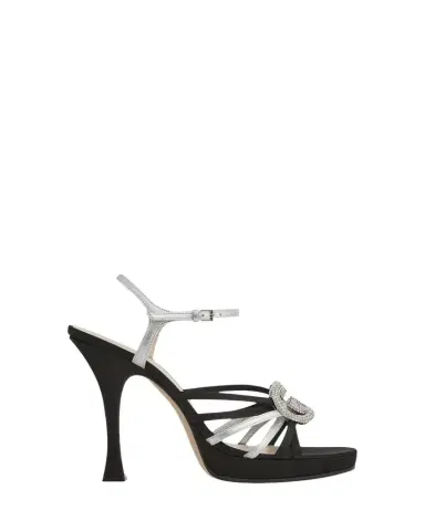 Gucci 105mm Crystal Interlocking G Mixed Leather Platform Sandals | Thumbnail 1 Gucci 105mm Crystal Interlocking G Mixed Leather Platform Sandals | Thumbnail 1