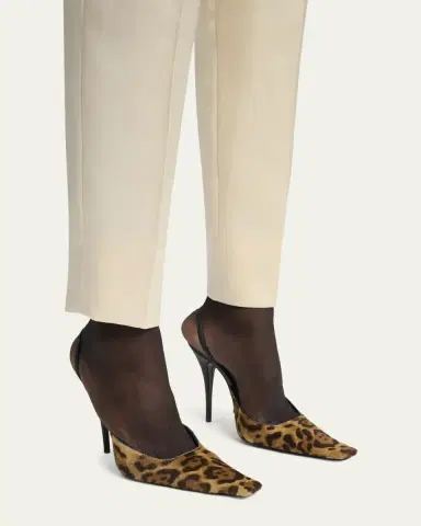 Saint Laurent 110mm Tuileries Leopard-Printed Calf Hair Slingback Pumps | Thumbnail 2 Saint Laurent 110mm Tuileries Leopard-Printed Calf Hair Slingback Pumps | Thumbnail 2