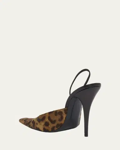 Saint Laurent 110mm Tuileries Leopard-Printed Calf Hair Slingback Pumps | Thumbnail 4 Saint Laurent 110mm Tuileries Leopard-Printed Calf Hair Slingback Pumps | Thumbnail 4