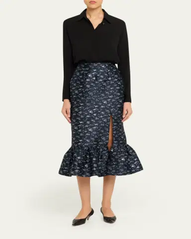 Markarian Farinata Floral Twill Ruffle Midi Skirt | Thumbnail 2 Markarian Farinata Floral Twill Ruffle Midi Skirt | Thumbnail 2