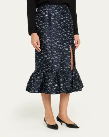 Markarian Farinata Floral Twill Ruffle Midi Skirt | Thumbnail 4 Markarian Farinata Floral Twill Ruffle Midi Skirt | Thumbnail 4