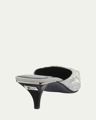 Gucci 55mm Textured Metallic Silk Mule Pumps | Thumbnail 4 Gucci 55mm Textured Metallic Silk Mule Pumps | Thumbnail 4