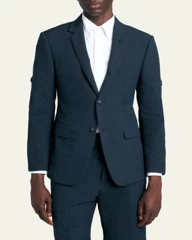 Thom Browne Men's Wool Seersucker Single-Breasted Sport Coat | Thumbnail 4 Thom Browne Men's Wool Seersucker Single-Breasted Sport Coat | Thumbnail 4