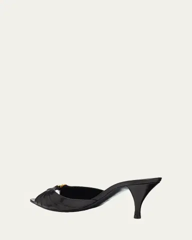 Saint Laurent 60mm Babylone YSL Ruched Leather Mule Sandals | Thumbnail 2 Saint Laurent 60mm Babylone YSL Ruched Leather Mule Sandals | Thumbnail 2