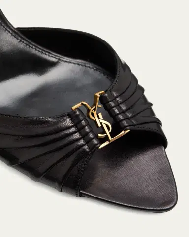 Saint Laurent 60mm Babylone YSL Ruched Leather Mule Sandals | Thumbnail 3 Saint Laurent 60mm Babylone YSL Ruched Leather Mule Sandals | Thumbnail 3