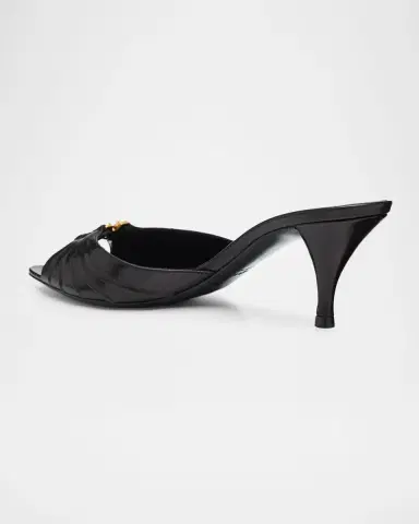 Saint Laurent 60mm Babylone YSL Ruched Leather Mule Sandals | Thumbnail 4 Saint Laurent 60mm Babylone YSL Ruched Leather Mule Sandals | Thumbnail 4
