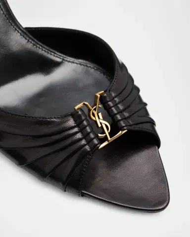 Saint Laurent 60mm Babylone YSL Ruched Leather Mule Sandals | Thumbnail 5 Saint Laurent 60mm Babylone YSL Ruched Leather Mule Sandals | Thumbnail 5