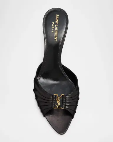 Saint Laurent 60mm Babylone YSL Ruched Leather Mule Sandals | Thumbnail 6 Saint Laurent 60mm Babylone YSL Ruched Leather Mule Sandals | Thumbnail 6