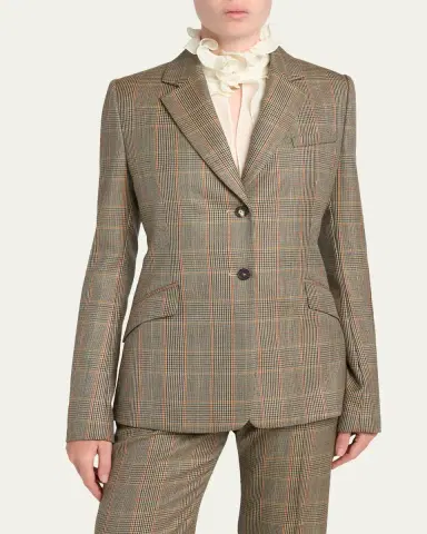 McQueen Prince Of Wales Wool Single-Breasted Blazer | Thumbnail 4 McQueen Prince Of Wales Wool Single-Breasted Blazer | Thumbnail 4