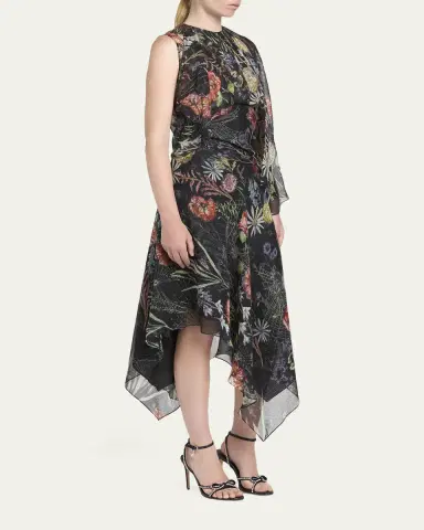 McQueen Floral-Print Asymmetric Ruffle Midi Dress | Thumbnail 4 McQueen Floral-Print Asymmetric Ruffle Midi Dress | Thumbnail 4