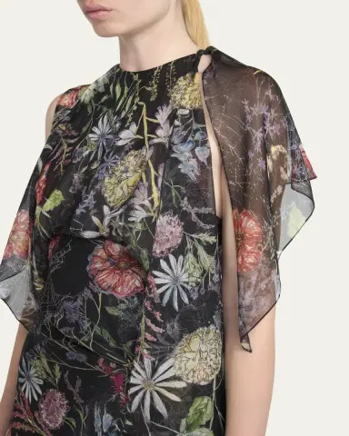 McQueen Floral-Print Asymmetric Ruffle Midi Dress | Thumbnail 5 McQueen Floral-Print Asymmetric Ruffle Midi Dress | Thumbnail 5