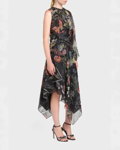 McQueen Floral-Print Asymmetric Ruffle Midi Dress | Thumbnail 8 McQueen Floral-Print Asymmetric Ruffle Midi Dress | Thumbnail 8