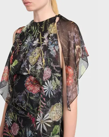 McQueen Floral-Print Asymmetric Ruffle Midi Dress | Thumbnail 9 McQueen Floral-Print Asymmetric Ruffle Midi Dress | Thumbnail 9
