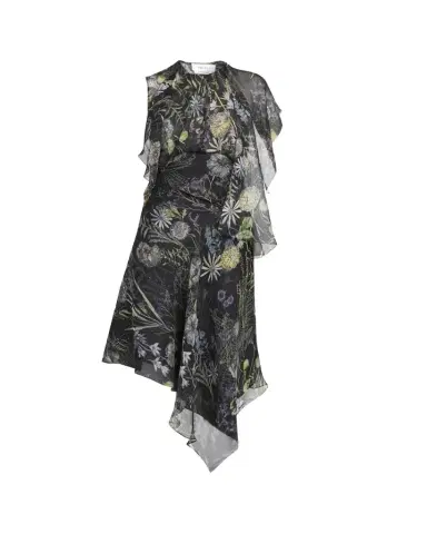 McQueen Floral-Print Asymmetric Ruffle Midi Dress | Thumbnail 1 McQueen Floral-Print Asymmetric Ruffle Midi Dress | Thumbnail 1