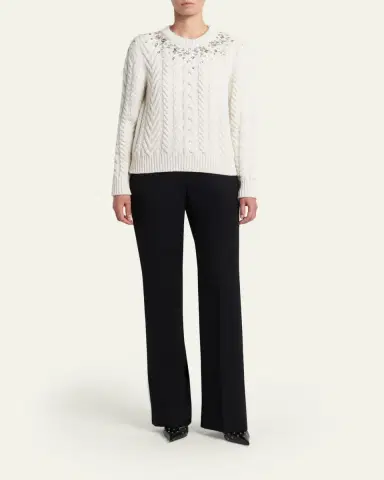 McQueen Crystal Cashmere Cable Crewneck Sweater | Thumbnail 2 McQueen Crystal Cashmere Cable Crewneck Sweater | Thumbnail 2