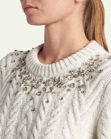 McQueen Crystal Cashmere Cable Crewneck Sweater | Thumbnail 5 McQueen Crystal Cashmere Cable Crewneck Sweater | Thumbnail 5