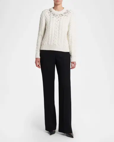 McQueen Crystal Cashmere Cable Crewneck Sweater | Thumbnail 6 McQueen Crystal Cashmere Cable Crewneck Sweater | Thumbnail 6