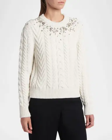 McQueen Crystal Cashmere Cable Crewneck Sweater | Thumbnail 8 McQueen Crystal Cashmere Cable Crewneck Sweater | Thumbnail 8