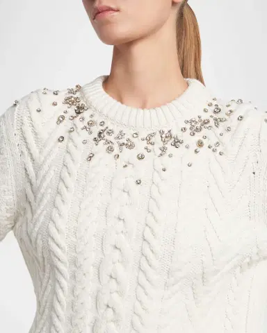 McQueen Crystal Cashmere Cable Crewneck Sweater | Thumbnail 9 McQueen Crystal Cashmere Cable Crewneck Sweater | Thumbnail 9