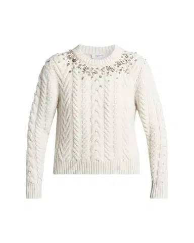 McQueen Crystal Cashmere Cable Crewneck Sweater | Thumbnail 1 McQueen Crystal Cashmere Cable Crewneck Sweater | Thumbnail 1