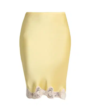 Saint Laurent Lace-Trim Silk Midi Skirt | Thumbnail 1 Saint Laurent Lace-Trim Silk Midi Skirt | Thumbnail 1