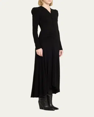 Isabel Marant Nejma Ruched Long-Sleeve Maxi Dress | Thumbnail 4 Isabel Marant Nejma Ruched Long-Sleeve Maxi Dress | Thumbnail 4
