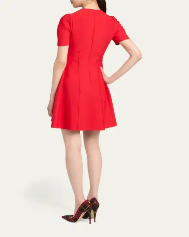 Alexander McQueen Puff-Sleeve Fit-&-Flare Mini Dress | Thumbnail 3 Alexander McQueen Puff-Sleeve Fit-&-Flare Mini Dress | Thumbnail 3