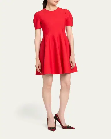 Alexander McQueen Puff-Sleeve Fit-&-Flare Mini Dress | Thumbnail 4 Alexander McQueen Puff-Sleeve Fit-&-Flare Mini Dress | Thumbnail 4