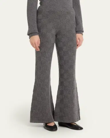 The Elder Statesman Cashmere Checkerboard Knit Flare Pants | Thumbnail 4 The Elder Statesman Cashmere Checkerboard Knit Flare Pants | Thumbnail 4