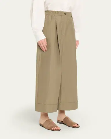 Brunello Cucinelli Lightweight Technical Cotton Wide-Leg Ankle Pants | Thumbnail 4 Brunello Cucinelli Lightweight Technical Cotton Wide-Leg Ankle Pants | Thumbnail 4