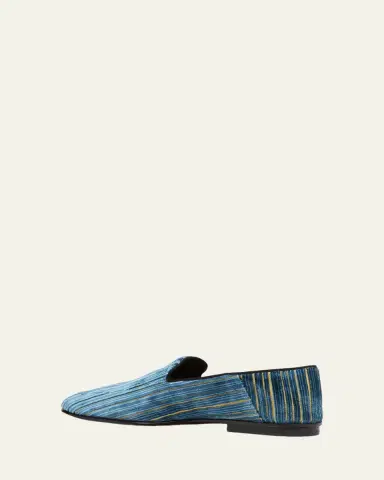 TOM FORD Men's Steven Striped Velvet Formal Loafers | Thumbnail 4 TOM FORD Men's Steven Striped Velvet Formal Loafers | Thumbnail 4