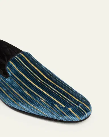 TOM FORD Men's Steven Striped Velvet Formal Loafers | Thumbnail 5 TOM FORD Men's Steven Striped Velvet Formal Loafers | Thumbnail 5