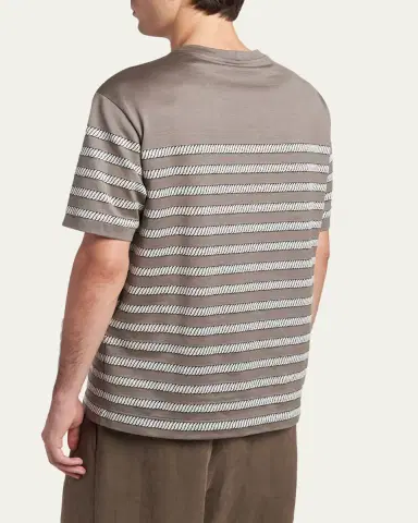 Giorgio Armani Men's Jersey Stripe Crewneck T-Shirt | Thumbnail 3 Giorgio Armani Men's Jersey Stripe Crewneck T-Shirt | Thumbnail 3