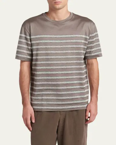 Giorgio Armani Men's Jersey Stripe Crewneck T-Shirt | Thumbnail 4 Giorgio Armani Men's Jersey Stripe Crewneck T-Shirt | Thumbnail 4