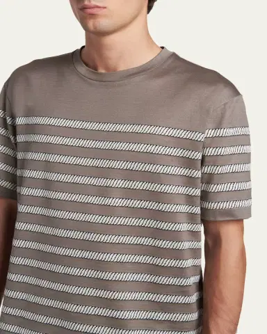 Giorgio Armani Men's Jersey Stripe Crewneck T-Shirt | Thumbnail 5 Giorgio Armani Men's Jersey Stripe Crewneck T-Shirt | Thumbnail 5