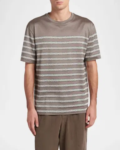 Giorgio Armani Men's Jersey Stripe Crewneck T-Shirt | Thumbnail 8 Giorgio Armani Men's Jersey Stripe Crewneck T-Shirt | Thumbnail 8