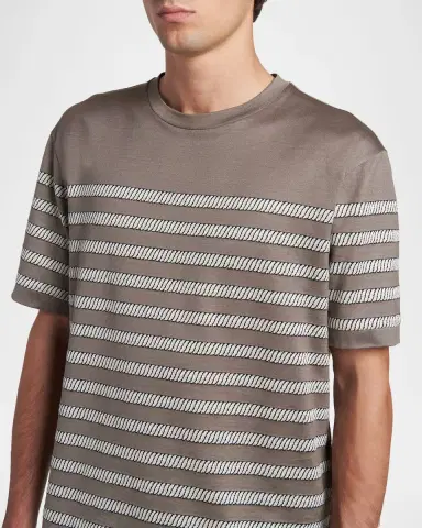 Giorgio Armani Men's Jersey Stripe Crewneck T-Shirt | Thumbnail 9 Giorgio Armani Men's Jersey Stripe Crewneck T-Shirt | Thumbnail 9