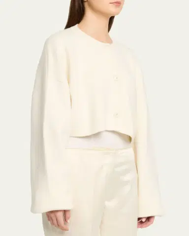 Toteme Cropped Oversized Wool Cardigan | Thumbnail 4 Toteme Cropped Oversized Wool Cardigan | Thumbnail 4