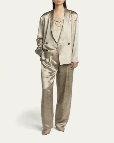Giorgio Armani Pleated Silk Straight-Leg Trousers | Thumbnail 2 Giorgio Armani Pleated Silk Straight-Leg Trousers | Thumbnail 2