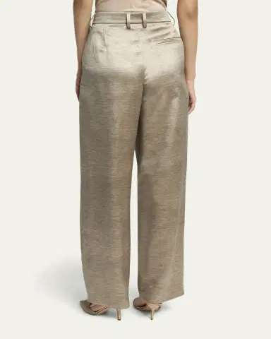 Giorgio Armani Pleated Silk Straight-Leg Trousers | Thumbnail 3 Giorgio Armani Pleated Silk Straight-Leg Trousers | Thumbnail 3
