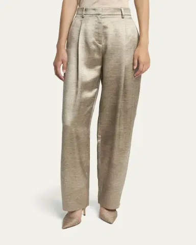 Giorgio Armani Pleated Silk Straight-Leg Trousers | Thumbnail 4 Giorgio Armani Pleated Silk Straight-Leg Trousers | Thumbnail 4