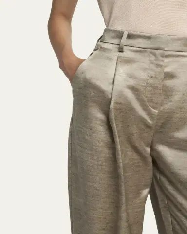 Giorgio Armani Pleated Silk Straight-Leg Trousers | Thumbnail 5 Giorgio Armani Pleated Silk Straight-Leg Trousers | Thumbnail 5