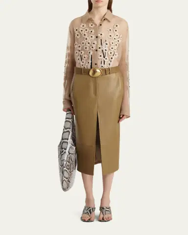 Khaite Anden Leather Midi Skirt | Thumbnail 2 Khaite Anden Leather Midi Skirt | Thumbnail 2