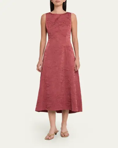 Ulla Johnson Georgia Crinkled Satin A-Line Midi Dress | Thumbnail 2 Ulla Johnson Georgia Crinkled Satin A-Line Midi Dress | Thumbnail 2