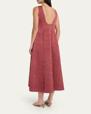 Ulla Johnson Georgia Crinkled Satin A-Line Midi Dress | Thumbnail 3 Ulla Johnson Georgia Crinkled Satin A-Line Midi Dress | Thumbnail 3