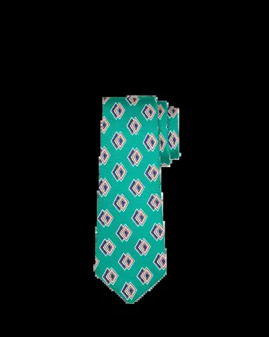 Kiton Men's Double Diamond Print Silk 7-Fold Tie | Thumbnail 2 Kiton Men's Double Diamond Print Silk 7-Fold Tie | Thumbnail 2
