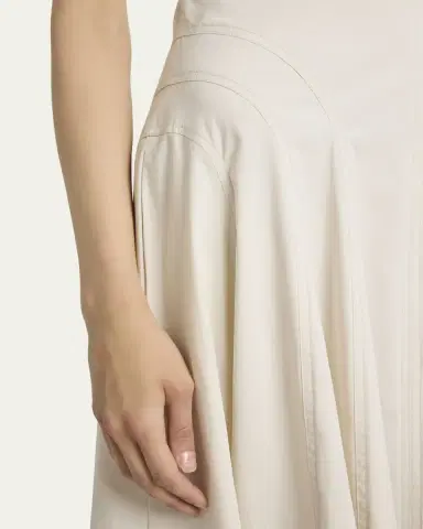 Proenza Schouler Manoela Gathered Cap-Sleeve V-Neck Midi Dress | Thumbnail 5 Proenza Schouler Manoela Gathered Cap-Sleeve V-Neck Midi Dress | Thumbnail 5