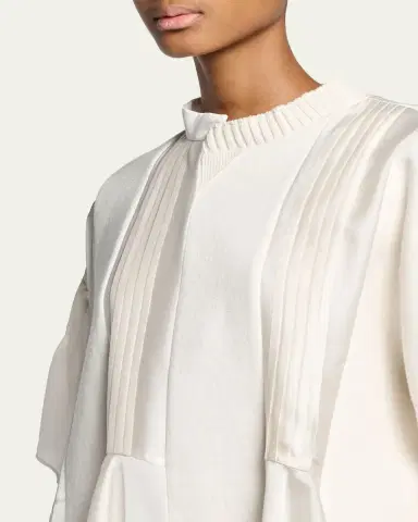 SACAI Mixed-Media Cashmere Short-Sleeve Peplum Sweater | Thumbnail 5 SACAI Mixed-Media Cashmere Short-Sleeve Peplum Sweater | Thumbnail 5