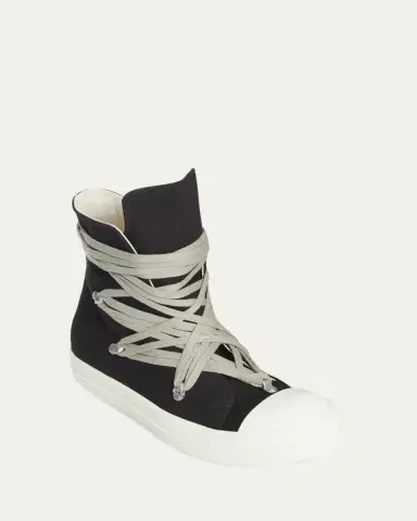 DRKSHDW RICK OWENS Men's Megalace Canvas High-Top Sneakers | Thumbnail 2 DRKSHDW RICK OWENS Men's Megalace Canvas High-Top Sneakers | Thumbnail 2