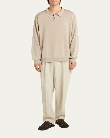 Giorgio Armani Men's Linen Hairline Pleated Trousers | Thumbnail 2 Giorgio Armani Men's Linen Hairline Pleated Trousers | Thumbnail 2